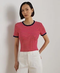Lauren Ralph Lauren Womens Crewneck Short Sleeve Top
