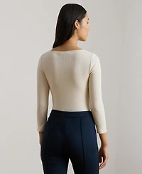 Lauren Ralph Women's Slim Fit Boat Neck Top