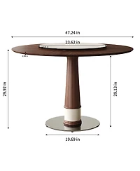 Streamdale Furniture Streamdale Solid Wood Dining Table with Glass Lazy Susan & Steel Base