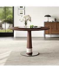 Streamdale Furniture Streamdale Solid Wood Dining Table with Glass Lazy Susan & Steel Base
