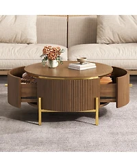 Streamdale Furniture 31.5" Modern Round Coffee Table with 2 Drawers