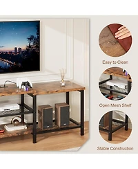 gaomon Tv Stand to 75 Inch Tv, Entertainment Center with Power Outlet,Tv Media Console Table 3-Tier Open Storage Shelves