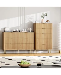 gaomon 6 Drawer Dresser for Bedroom Chest of Drawers, 47" Wide Fluted Dresser with Drawers, Modern Wooden Double Dressers for Living Room