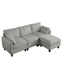 Streamdale Furniture 85" Chenille Modular Sectional Sofa with Storage Ottoman