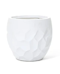 LuxenHome 14.6-Inch Round White Geometric MgO Planter