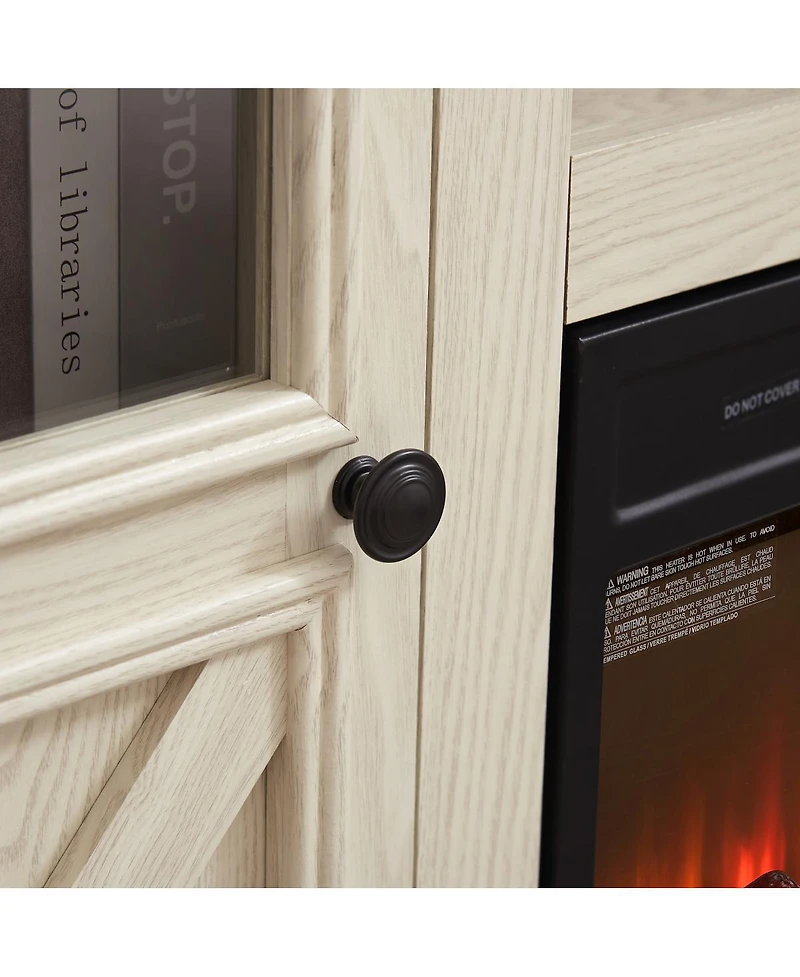 Streamdale Furniture 60.23"W Farmhouse Barn Door Tv Stand with Fireplace Insert