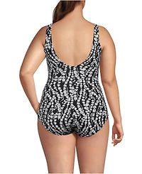 Lands' End Women's Mastectomy Chlorine Resistant Tugless One Piece Swimsuit Soft Cup