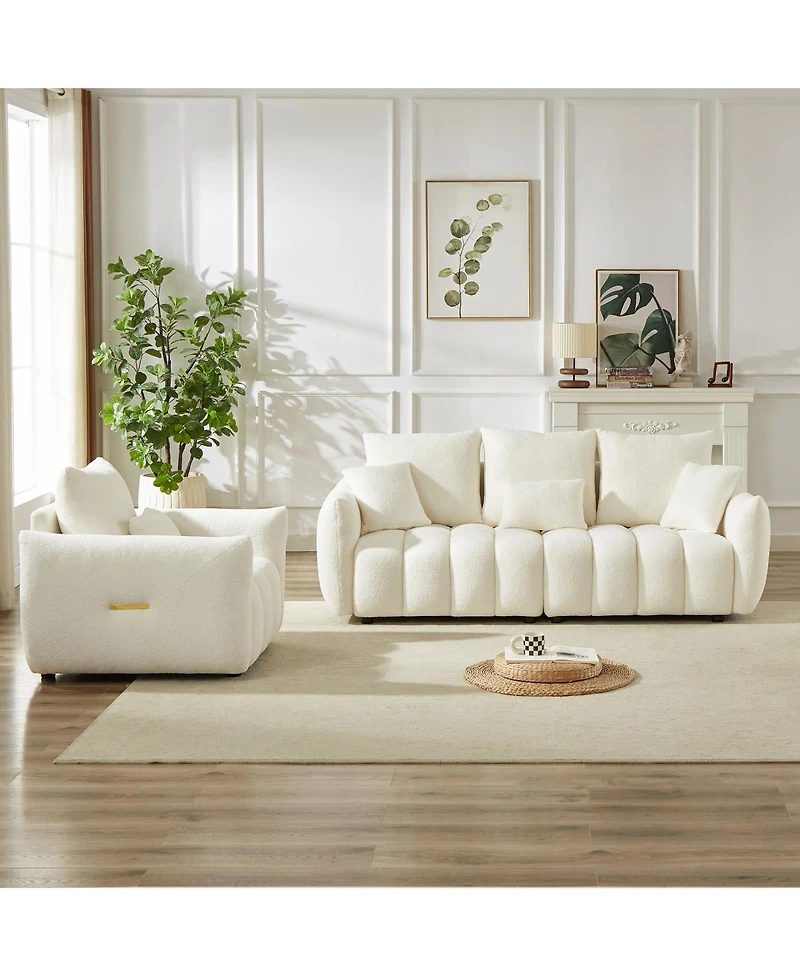 Streamdale Furniture 3 Seater + 1 Seater Combo Sofa, Modern Living Room, Teddy Sofa, Wooden Frame
