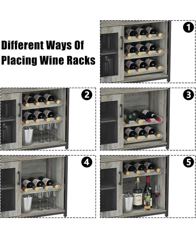 gaomon Wine Cabinet with Large Storage Space and Detachable Rack Small Sideboard and Buffet Cabinet with Mesh Door