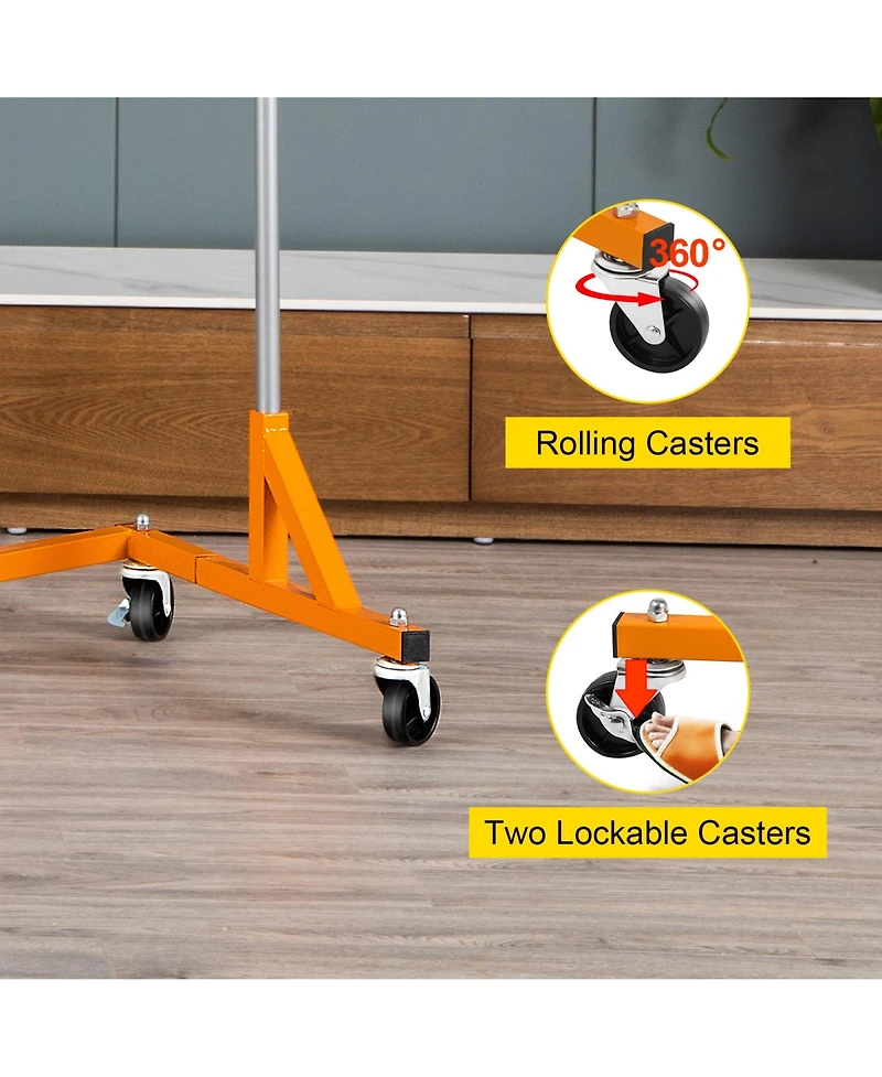 Rainsken Z Rack, Adjustable Height Rolling Z Garment Rack, Sturdy Steel Z Base Clothing Rack with Lockable Casters for Home and Garment Store