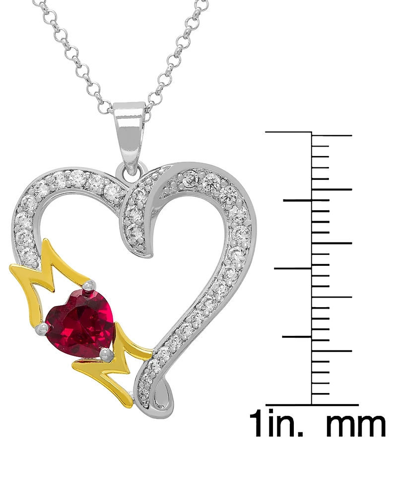 Macy's 2-Pc. Lab Grown Ruby and Lab Grown White Sapphire (2.71 ct. t.w.) Mom Heart Pendant Necklace and Stud Earrings Set in Sterling Silver