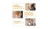 Aostirmotor Height-Adjustable Door Cat Tree, 5-Level No-Drill Climber for Apartments