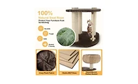 Aostirmotor 41" Hand-Woven Cat Tree with 3 Sisal Posts, Multi-Level Activity Center