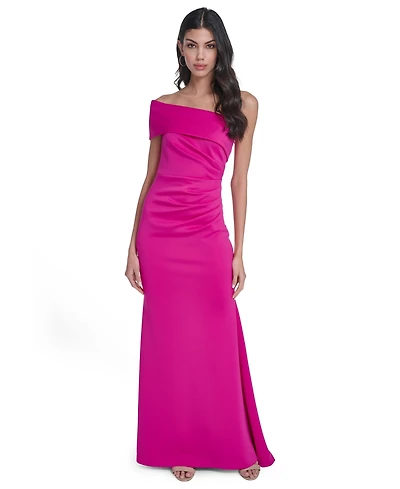 Eliza J Women's One-Shoulder Side Tucks Gown