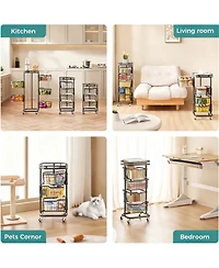 Yigii 5-Tier Rotating Storage Cart for Kitchen & Pantry