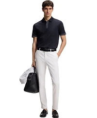 Boss by Hugo Men's Mercerised-Cotton Striped Trim Polo Shirt