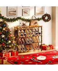 Yigii Slanted Shoe Rack for Small Spaces with Adjustable Feet