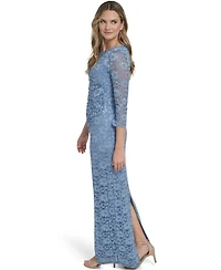 Jessica Howard Petite Boat Neck Side Tuck Sheath Gown