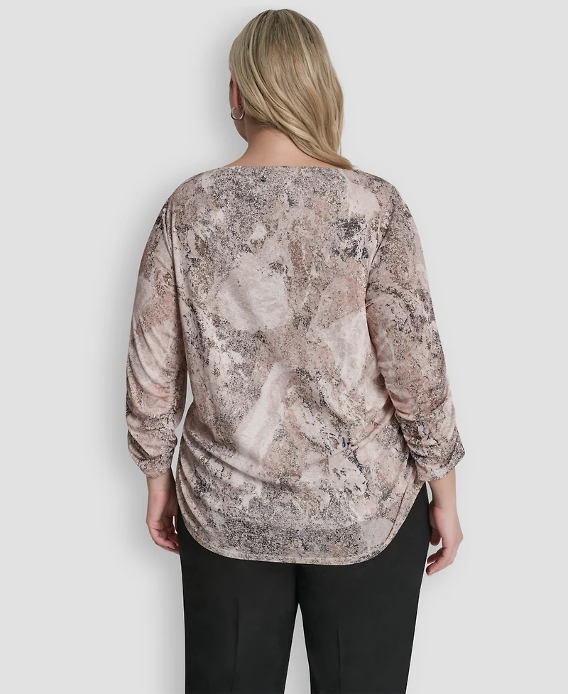 Dkny Plus Boat Neck Long-Sleeve Top