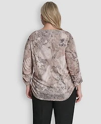 Dkny Plus Boat Neck Long-Sleeve Top