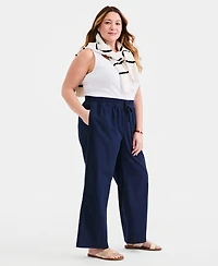 Style & Co Plus Wide-Leg Twill Tape Pants, Macy's Exclusive