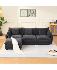 Streamdale Furniture 3-Seat Storage Ottoman Sectional Couch, L-Shaped Bench with Footrest
