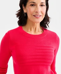 Style & Co Women's Cotton Crewneck Flag Sweater, Exclusively at Macy's