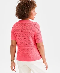 Style & Co Petite Short-Sleeve Crewneck Sweater, Macy's Exclusive