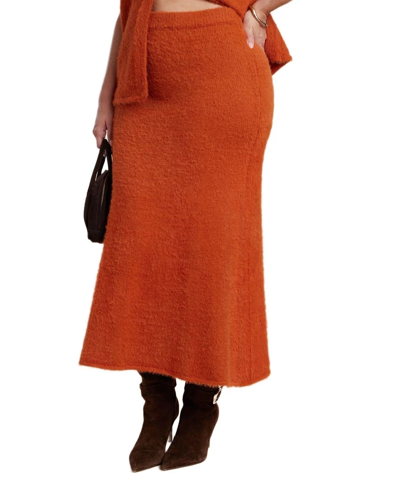 Eloquii Women's Fuzzy Maxi Sweater Skirt
