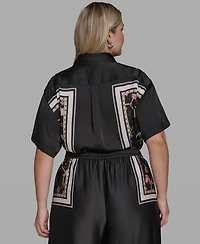 Karl Lagerfeld Paris Plus Printed Collared Shirt