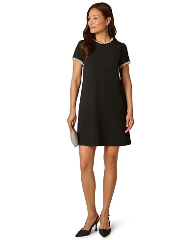 Adrianna Papell Petite Crew Neck Short-Sleeve Dress
