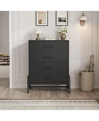 Gaomon 4 Drawer Dresser for Bedroom, 38.6" Tall Freestanding Storage Chest for Living Room or Entryway, Black