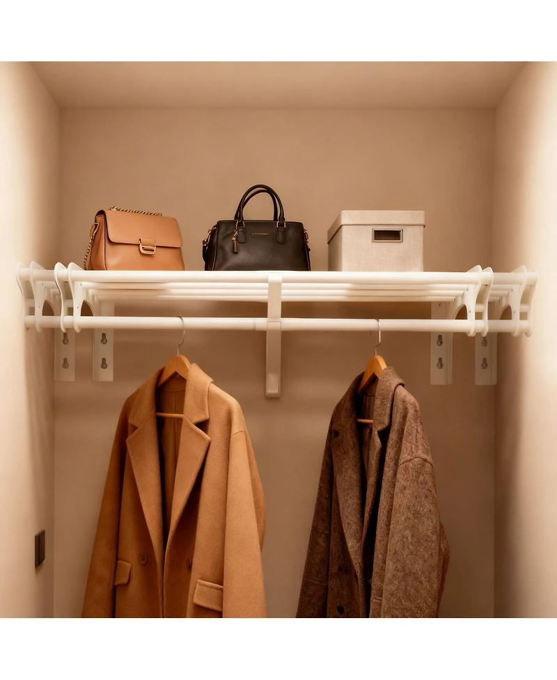 Yigii Expandable Steel Closet Shelves,Wall/Side Mount, Holds 220 lbs