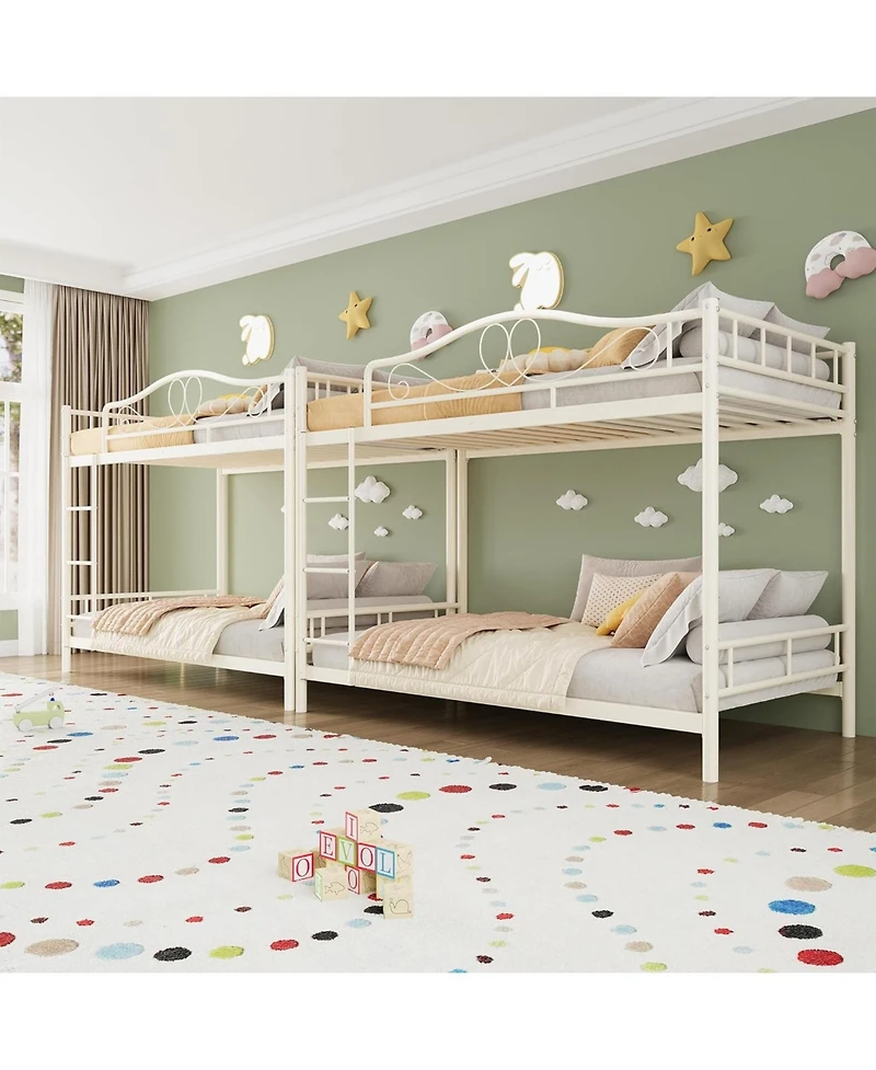 gaomon Bunk Bed Twin Over Twin, Heavy Duty Metal with Safety Guardrail & Ladder, 400 Lbs Weight Capacity, Space-Saving Design