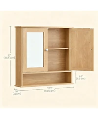 Yigii Bathroom Mirror Cabinet with 2 Doors, Adjustable Shelf, Open Compartment, Easy Assembly