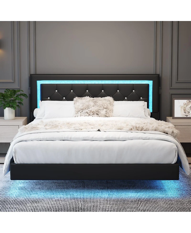 Streamdale Furniture Queen Size Bed Frame with Led Headboard