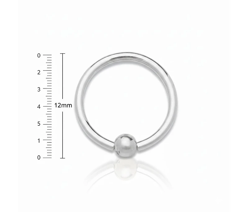Curata Jewelry Solid 14k and 16G Small 2mm Captive Bead Hoop Internally Threaded Ring
