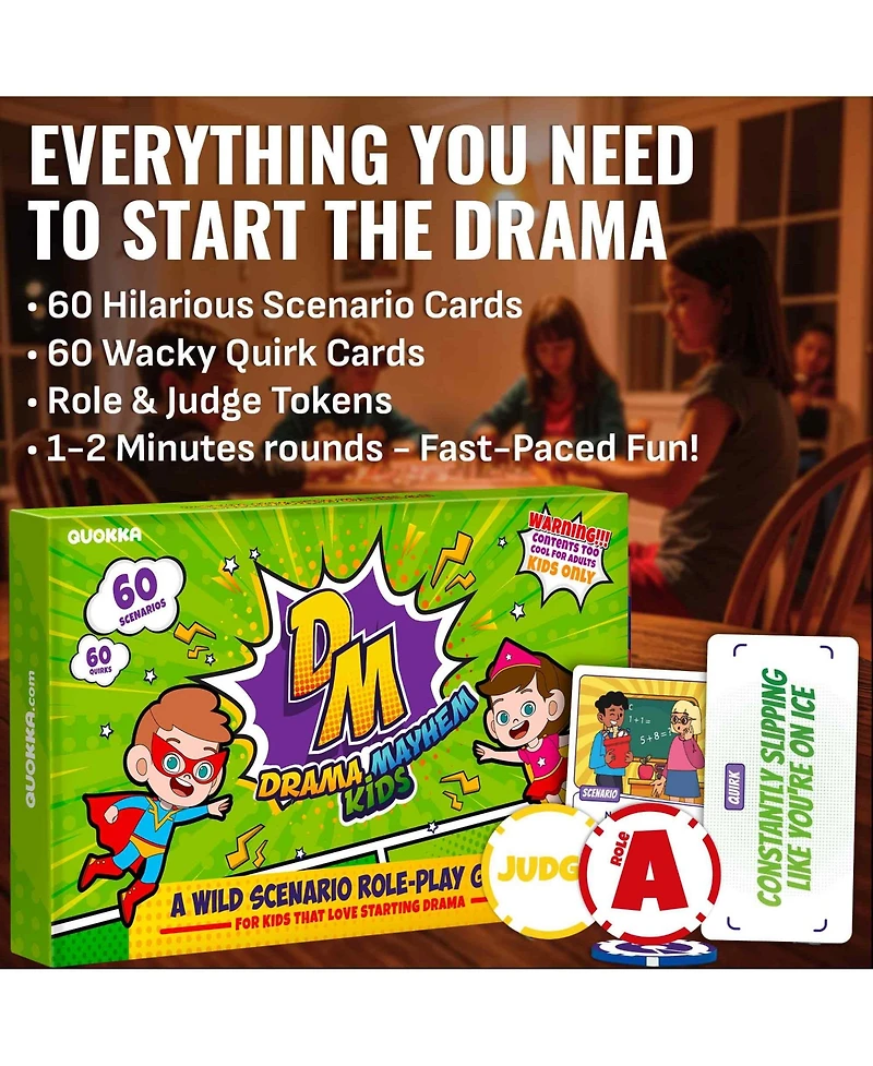 Quokka Family Charades Game – 120 Fun Scenario & Quirk Cards for Game Night and Parties