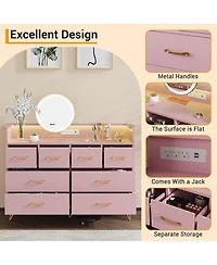 gaomon Drawer Wood Dressers for Bedroom with Led Light and Power Outlet for Adult and Kids Bedroom.