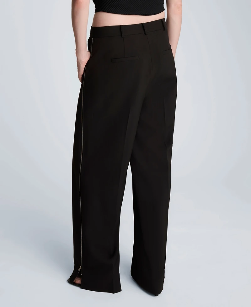 Kenneth Cole Women's High-Rise Wide-Leg Boyfriend Pants