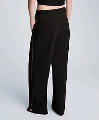 Kenneth Cole Women's High-Rise Wide-Leg Boyfriend Pants