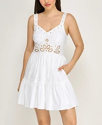 Row A Juniors' Sleeveless Fit and Flare Dress