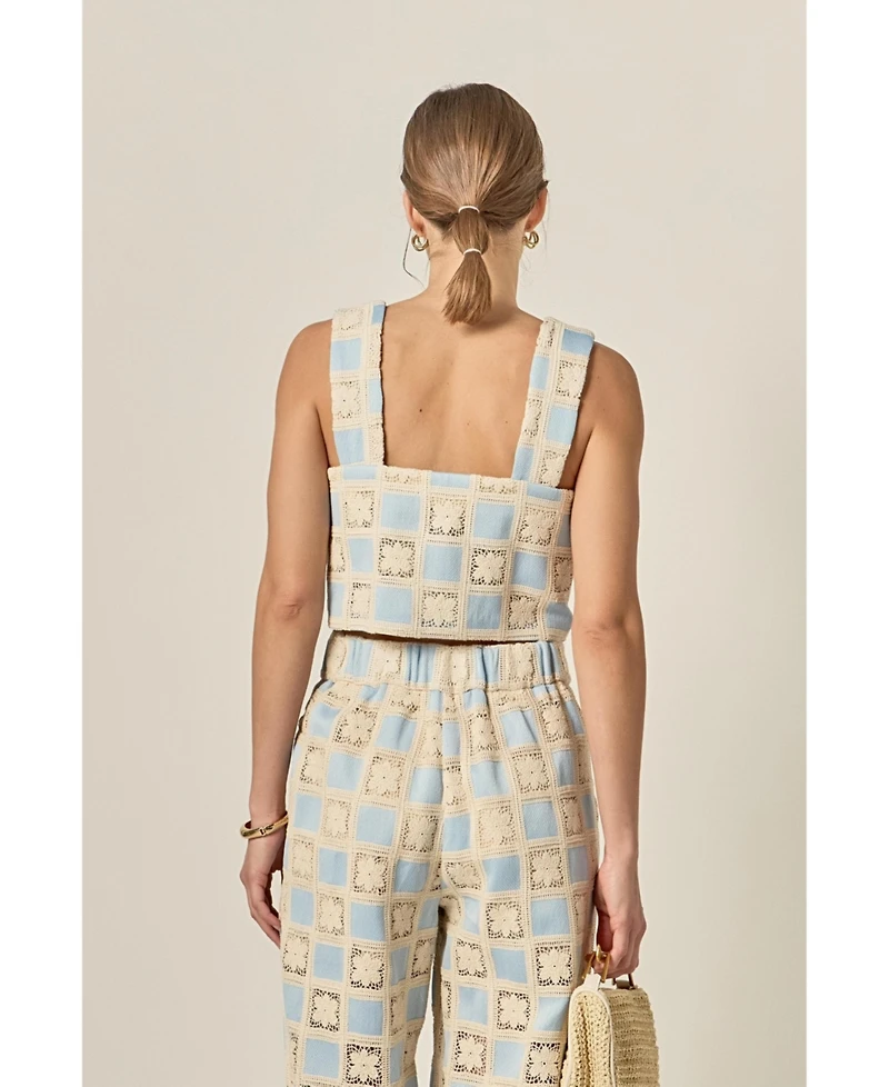 English Factory Women's Crochet Sleeveless Top