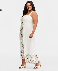 Vince Camuto Plus Thick Strap Square Neck Maxi Dress