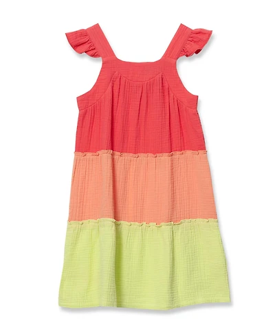 Lands' End Girls Woven Tiered Dress
