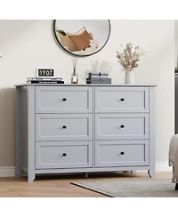 gaomon 6-Drawer Dresser for Bedroom, Large Wooden Chest with Deep Drawers and Metal Knobs for Entryway, Hallway