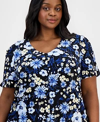 Anne Klein Essentials Plus V-Neck Short-Sleeve Top