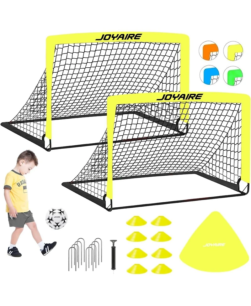 Joyaire Pro-Grade 4x3ft Pop-Up Soccer Goal for Kids – Durable 5-Layer Tear-Resistant Net & 10mm Poles, Portable Training Set with Size 4 Ball