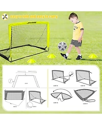 Joyaire Pro-Grade 4x3ft Pop-Up Soccer Goal for Kids – Durable 5-Layer Tear-Resistant Net & 10mm Poles, Portable Training Set with Size 4 Ball