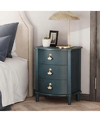 Yigii Vintage Curved Front Nightstand with Leaf Handles